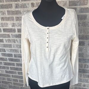 Pendleton Cream Long Sleeve Henley Top